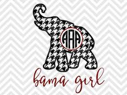 Download Bama Girl Houndstooth Monogram Elephant Roll Tide Alabama Svg And Dxf Kristin Amanda Designs