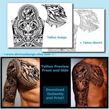 Instant Download Half Sleeve Polynesian Maori Tattoo And Chest Etsy In 2021 Maori Tattoo Dragon Tattoo Chest Chest Tattoo