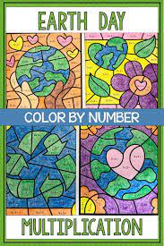 Earth Day Color By Number Multiplication Earth Day Activities Math Coloring Math Worksheets