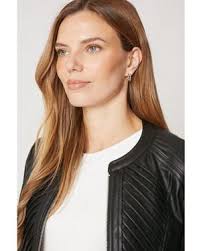 Wallis Faux Leather Waterfall Jacket in Black