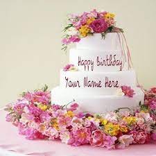 Happy birthday flower with cake flower cake pictures. Write Your Name On Flower Birthday Cake Picture Birthday Cake With Flowers Birthday Cake Pictures Happy Birthday Cake Pictures