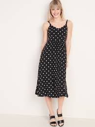 Printed Fit Flare Cami Midi Dress In 2020 Cami Midi Dress Navy Midi Dress Womens Dresses