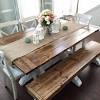 Farmhouse dining tables typically feature natural wood or distressed paint finishes. 1