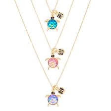Best Friends Holographic Turtle Pendant Necklaces 3 Pack Friend Necklaces Turtle Pendant Necklace Friend Jewelry