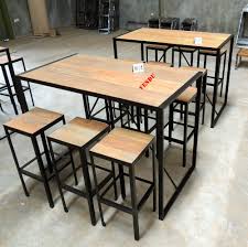 Table Bar Style Industriel En Metal Et Vieux Bois Recycle Mueble Bar Sillas Muebles