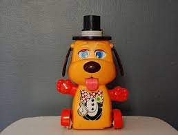 Tomy Dog Toy Orange And Red With Pocket Watch And Black Top Hat Sticks His Tongue Out Tomy Retro Kids Dog Toys