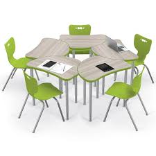 Harmony Collaborative Desk And Hierarchy Student Chair Classroom Package Sets Shown In Gray Elm With Green Acc Classroom Chairs Classroom Furniture Desk Chair