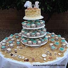 Beach Themed Wedding Cake With Cupcakes Beach Wedding Cupcakes Wedding Cake Decorations Beach Theme Wedding Cakes