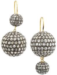 Renee Lewis 18K Yellow Gold, Sterling Silver & Diamond Ball Drop Earrings