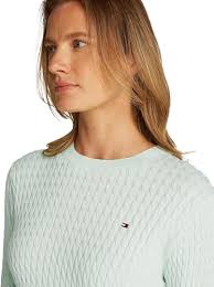 TOMMY HILFIGER Dames CO-kabel C-NK LS Trui WW0WW44993, Groen (Opaal Groen),  XS : Amazon.nl: Kleding, schoenen & sieraden