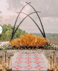 Black And White Wedding Arch Decorations Bohemian Ceremony Arch Gold Black And White Wedding Arch Wedding Ceremony Backdrop Wedding Ceremony Arch