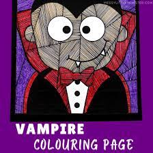 Vampire Colouring Page - Line Art Vampire Craft - Messy Little Monster