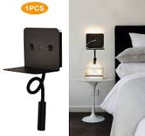 Buy bedside wall lights with usb Sale Modern Reading LED Wall Mount Lamp  with USB Charging Port Bedside Night Light with Shelf and Swing Arm  Gooseneck ...