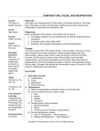 temperature pulse and respiration