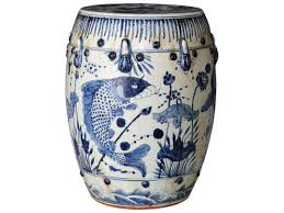 18 h asian porcelain garden stool hand painted floral vines. Legend Of Asia Blue White Small Ancestor Fish Porcelain Garden Stool Loa1301