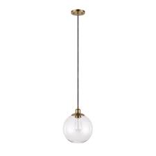 1 Light Antique Brass Clear Seeded Glass Pendant 19968 000 The Home Depot Seeded Glass Pendant Orb Pendant Light Pendant Light