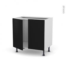 Cuisinette avec plaque et réfrigérateur metalline 120cm, thermolaqué aluminium. Meuble De Cuisine Sous Evier Ginko Noir 2 Portes L80 X H70 X P58 Cm Oskab