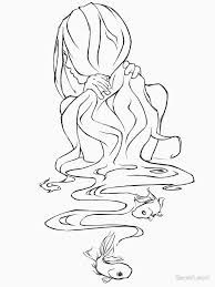 Fantasy Creature Mermaid Girl In The Water Hair Turns Into Fishes Essential T Shirt By Saravleoni Outline Art Mermaid Drawings Art Drawings