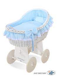 Culla Neonato Vimini Carine Blu Bianco Culla Di Vimini Letti Per Bambini Vimini