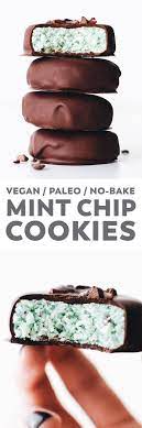 No Bake Mint Chip Cookies Vegan Paleo Sugar Free Option Recipe Mint Chip Cookies Vegan Cookies Mint Cookies