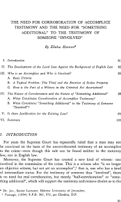 Relevancy preliminary relevancy of facts part 2. The Need For Corroboration Of Accomplice Testimony And The Need For Something Additional To The Testimony Of Someone Involved Israel Law Review Cambridge Core