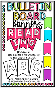 Black And White Bulletin Board Letters Pre Made And Editable Bulletin Board Banners In 6 Different Colors White Pu Preschool Classroom Organization Kindergarten Bulletin Boards Preschool Classroom