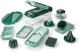 Nicer dicer plus, set of 18 pieces contains: Genius Vegetable And Fruit Slicer Made Of Plastic Plastic Mint Green 28 5 X 21 X 16 3 Cm Kitchen Dining Amazon Com