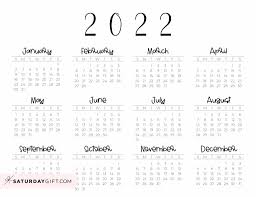 2022 calendar printable cute free 2022 yearly calendar templates