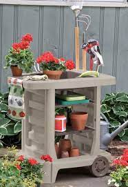 Portable Potting Bench Rolling Planting Cart Garden Plants Utility Shelves Portable Garden Garden Tool Storage Garden Cart