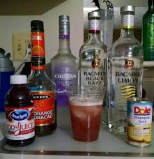 Hawaiian Rum Punch 1oz Bacardi Limon Rum 1oz Bacardi Black Razz Rum 1oz Vanilla Rum 1oz Orange Curacao 2 Oz Pineapp Liquor Drinks Cocktails To Try Drinks