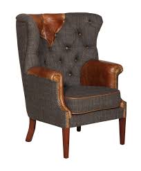 Ranch oak western style sofa attributed to a. Kensington Chair Moreland Harris Tweed Cerato Leather Edmunds And Clarke Furniture