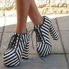 Black And White Striped Platform Heels Black And White Stripe Lace Up Chunky Heels Ankle Boots Cool Fashion Platform Trendy Shoes Fo Platform Boots Chunky Lace Up Ankle Boots Chunky Heel Ankle Boots