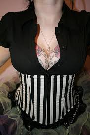 Black And White Striped Corset Pin On Clothes