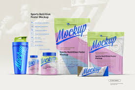 Download Sports Nutrition Poster Mock Up In Packaging Mockups On Yellow Images Creative Store