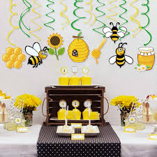Yellow Little Bee Theme Birthday Party Favors Decoration Carton Honey Bees Cards Spiral Hanging Swirl Baby Shower Party Supplies Party Diy Decorations Aliexpress