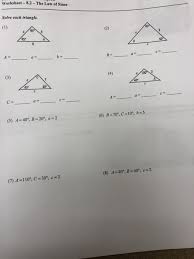 Apply the law of sines to establish a relationship between the sides and angles of a triangle. Solved Worksheet 8 2 The Law Of Sines Solve Each Triangl Chegg Com