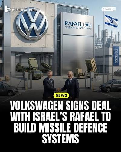 Volkswagen is exploring plans with Israel's Rafael Advanced Defence Systems to repurpose its Osnabrueck factory. The proposal could transform the site from producing cars to making components for the Iron Dome air