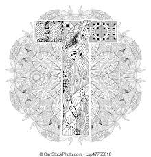 15+ colouring pages letter t. Mandala With Letter T For Coloring Vector Decorative Zentangle Hand Painted Art Design Adult Anti Stress Coloring Page Canstock