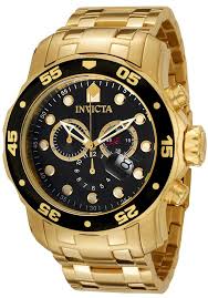Men S Pro Diver Chronograph 18k Gold Plated Steel Black Dial Invicta Watch 78 Off Mens Invicta Watches Gold Plated Watch Watches For Men