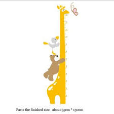 Cartoon Giraffe Bear Animals Height Measure Wall Stickers Home Decor Diy Chart Ruler Decoration For Kids Rooms Decals Wall Art Nordic Wall Decor