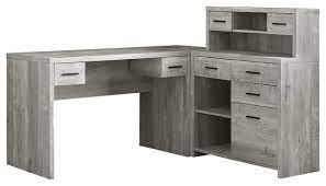 Large l shaped office desks are perfect for any reception area or executive office. 63 Grey Woodgrain L Shaped Office Desk And Storage Area In One Rustic Desks And Hutches By Office Furniture More Houzz