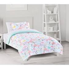 Pastel Unicorns Flowers Girls Full Comforter Set 8 Piece Bed In A Bag Walmart Com Walmart Com