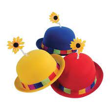 French Clown Bowler Derby Hat With Daisy Wholesale Hats Banda Clown Hat Clown Party Derby Hats