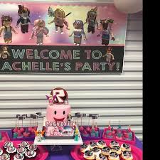 Girl Roblox Birthday Party Package Girl Roblox Party Etsy Girl Birthday Decorations Roblox Birthday Cake Party Packages
