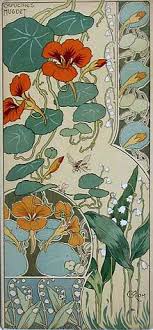 Riom Nasturtiums Lily Of The Valley Art Nouveau Flowers Art Nouveau Design Art
