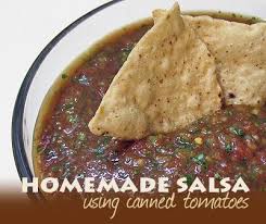 But yesterday night monkey boy got a craving for chips & salsa. Homemade Salsa From Canned Tomatoes Amanda S Cookin Salsa With Canned Tomatoes Homemade Salsa Food Processor Recipes