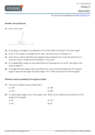 The weekly math worksheets are used by classrooms to provide mixed reviews in addition, subtraction, multiplication, and division math facts through the use of math drills and word problems. Grade 5 Math Worksheets And Problems Geometry Edugain Global