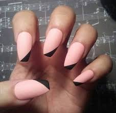 Black And Light Pink Acrylic Nails Matte Pink Coffin Nails With Black Tips Light Pink Acrylic Etsy Pink Acrylic Nails Light Pink Acrylic Nails Glue On Nails