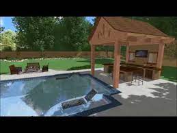 We don't want you to our experienced designers and technicians will guide you through the custom luxury pool design process. Backyard Pool Jacuzzi Outdoor Kitchen Pavilion 3d Design Youtube
