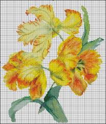 Bird Cross Stitch Pattern Book Yellow Tulips Cross Stitch Flowers Cross Stitch Patterns Flowers Floral Cross Stitch